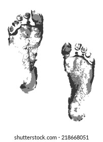 Footprints feet slightly marked with ink