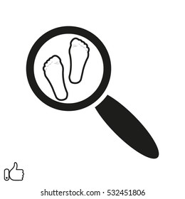footprints, foot, magnifier, explore, icon, vector illustration EPS 10