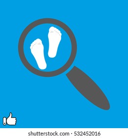 footprints, foot, magnifier, explore, icon, vector illustration EPS 10