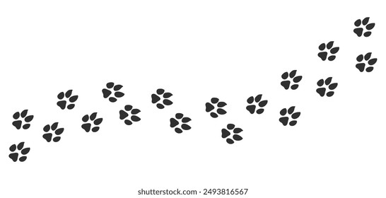 Footprints of fox. Silhouette.Trekking route. Fox paw. Prints.Vector isolated on white background