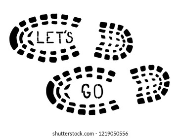 Footprints. Hand drawn style print.  Have a style, nice Let's go - lettering quote. Postcard, card, poster design, website design, logo, banner. Vector