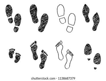 Footprints human shoes shoe sole funny feet footstep paws people silhouette follow child baby vector eps icon steps sign alert forbidden Two Bare foot Walks Walking Stampen run fast speedy footmark