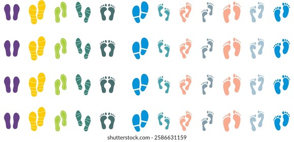 Footprints human shoes shoe sole funny feet foot footsteps paws people silhouette follow child vector  icon steps sign print person people foot Walks Walking wallpaper banner colour foot mark route