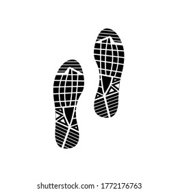 Footprints human shoes silhouette, isolated on white background