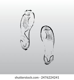 Footprints human shoes silhouette, vector illustration