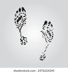 Footprints human shoes silhouette, vector illustration