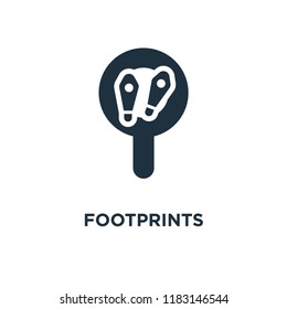 Footprints icon. Black filled vector illustration. Footprints symbol on white background. Can be used in web and mobile.