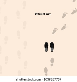 Footprints icon design vector template.Different thinking for success in life.Different thinking and leadership concept.Vector illustration