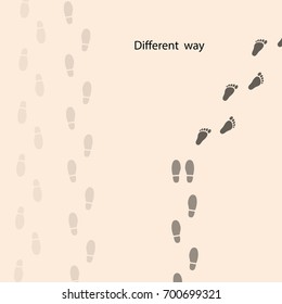 Footprints icon design vector template.Different thinking for success in life.Different thinking and leadership concept.Vector illustration
