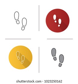 Footprints icon. Flat design, linear and color styles. Footsteps. Evidence. Isolated vector illustrations
