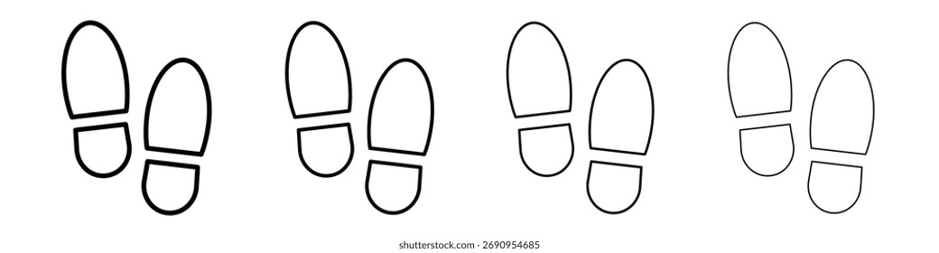 Footprints icon Flat thin line vector illustration art outline set