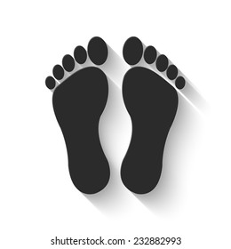 footprints icon - gray vector illustration with shadow