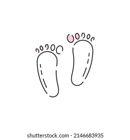 Footprints icon. Pixel perfect. Vector outline cute footprints on sand silhouette. Simple line art summer modern beach graphic for web design, mobile app, logo concept.