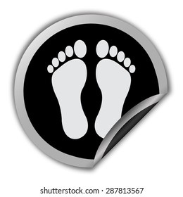 footprints icon - round vector sticker