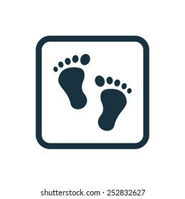 footprints icon Rounded squares button, on white background 