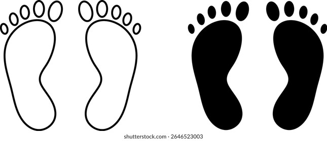 ícone de pegadas definido. Caminhos de pegadas de etapa. footstep imprime o símbolo de etapas. Coleção de ícones de impressão do pé. representando símbolos ambulantes
