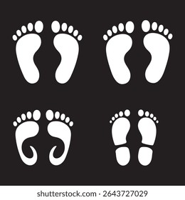 Footprints icon set. Vector art. Human footprints on transparent background. Human traces, track, shoe, tracking, sole, shoeprints - stock vector and PNG.