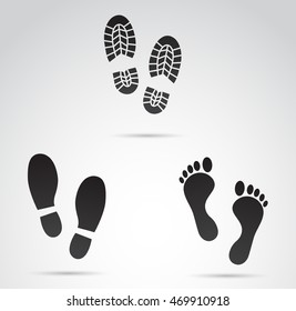 Footprints icon set. Vector art.