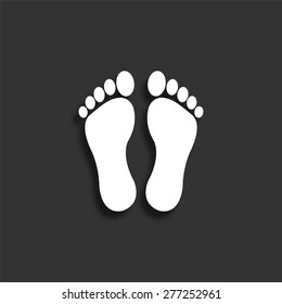 Footprints icon with shadow - vector illustration