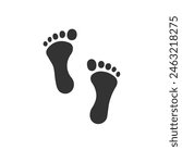 Footprints icon. Step symbol vector ilustration.Human foot print vector simple bare feet.
