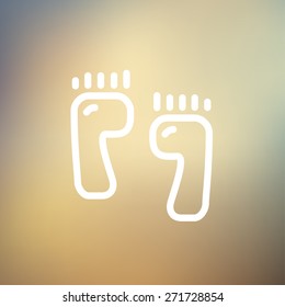 Footprints icon thin line for web and mobile, modern minimalistic flat design. Vector white icon on gradient mesh background.