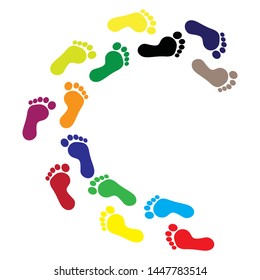 footprints icon vector. colorful human footprints 