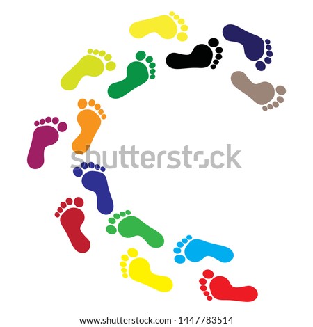 footprints icon vector. colorful human footprints 