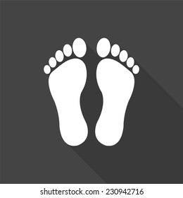 footprints icon - vector illustration with long shadow isolated on gray 