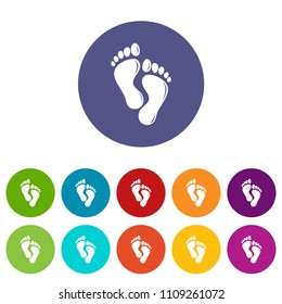 Footprints icons color set vector for any web design on white background