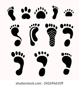 Footprints icons illustrations in eps format 
