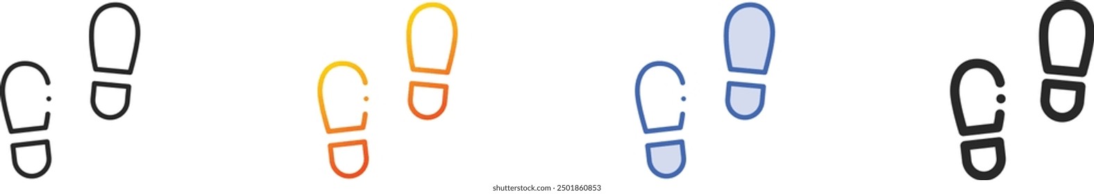 footprints icon.Thin Linear, Gradient, Blue Stroke and bold Style Design Isolated On White Background