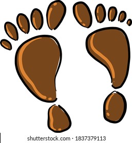 Footprints, illustration, vector on white background