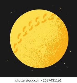 Footprints isolated on the Moon. Vector illustration