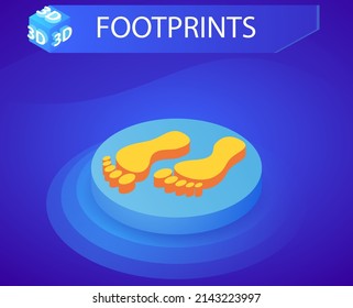 Icono de diseño isométrico de huellas. Ilustración web de vectores. 3.ª colorida concepción
