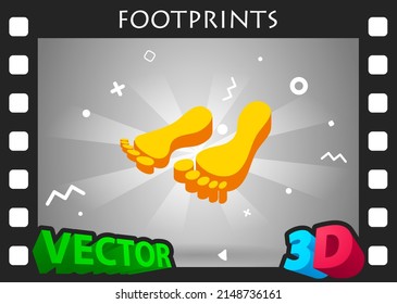 Footprints isometric design icon. Vector web illustration. 3d colorful concept