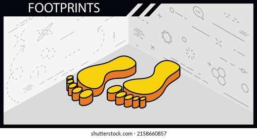 Footprints isometric design icon. Vector web illustration. 3d colorful concept