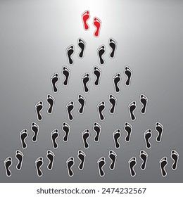 footprints with leadership concept. Vector illustration
