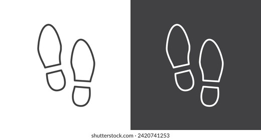 Footprints linear icon. Footsteps. Thin line illustration. Simple Footsteps icon line style. The lines of footprints. Vector illustration of footprint isolated icon in black and white background.