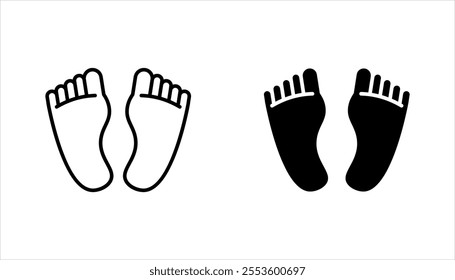 Footprints linear icon set. Footsteps. Thin line vector illustration on white background