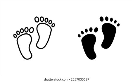 Footprints linear icon set. Footsteps. Thin line vector illustration on white background