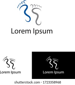logotipo de pisadas color gris azul vectorial