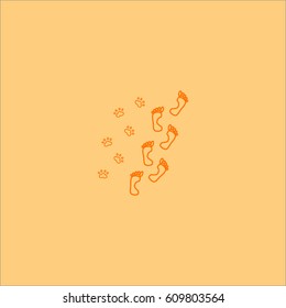 footprints of man and dog