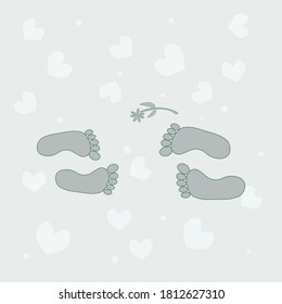  footprints of a man and a woman in love.vector illustration.
