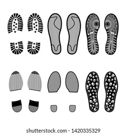 Footprints of men's and women's shoes