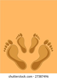Footprints . mom and kid - design elements. Vector illustration