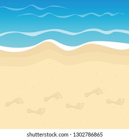 footprints on the beach summer holiday background vector illustration EPS10