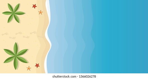 footprints on beautiful palm beach summer holiday background vector illustration EPS10