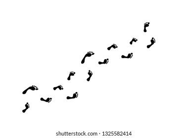 Footprints on a white background. In flat style