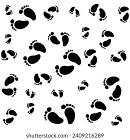 pisadas en fondo blanco,ilustración vectorial