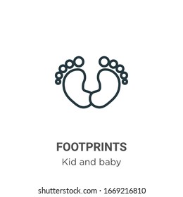 Footprints outline vector icon. Thin line black footprints icon, flat vector simple element illustration from editable kid and baby concept isolated stroke on white background